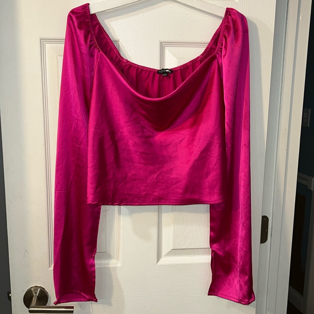 Fuchsia satin blouse
